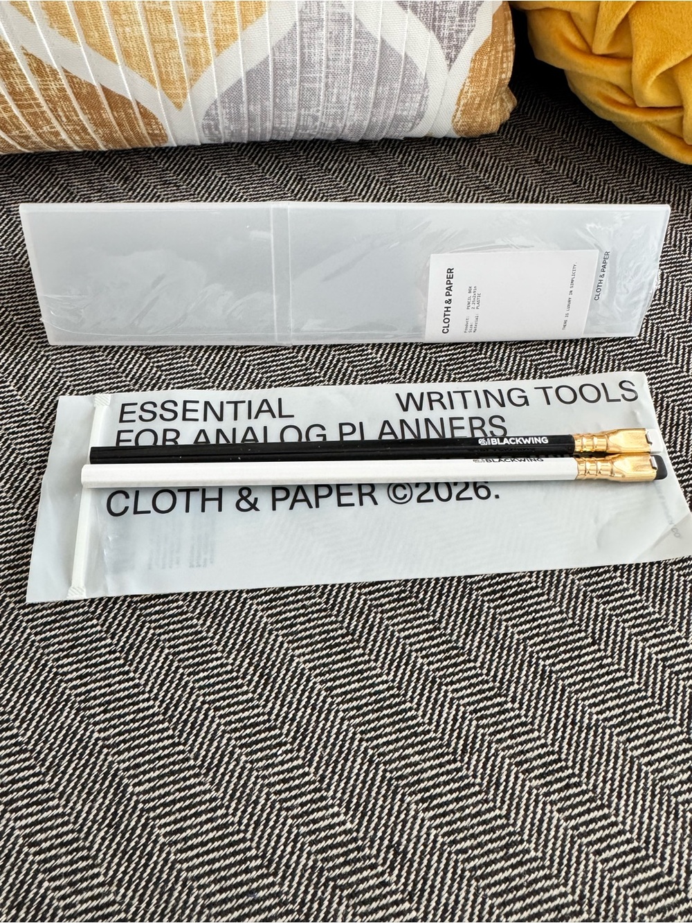Cloth & Paper Pencil Case & Black and White Pencil Duo with Gold Ferrules